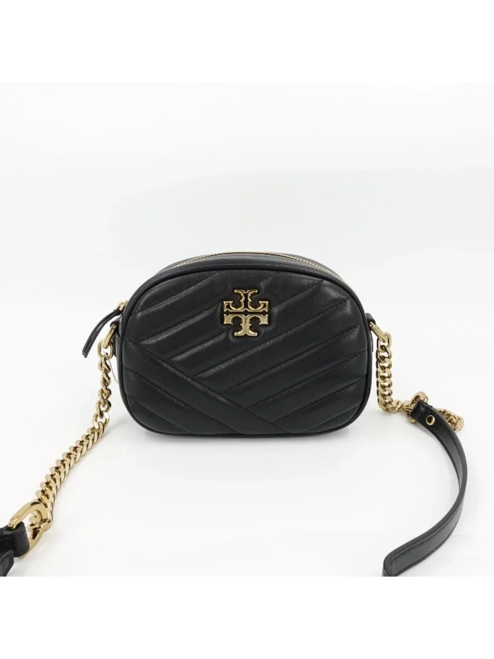 Tory Burch Kira Chevron Small Camera Crossbody Bag Black OS